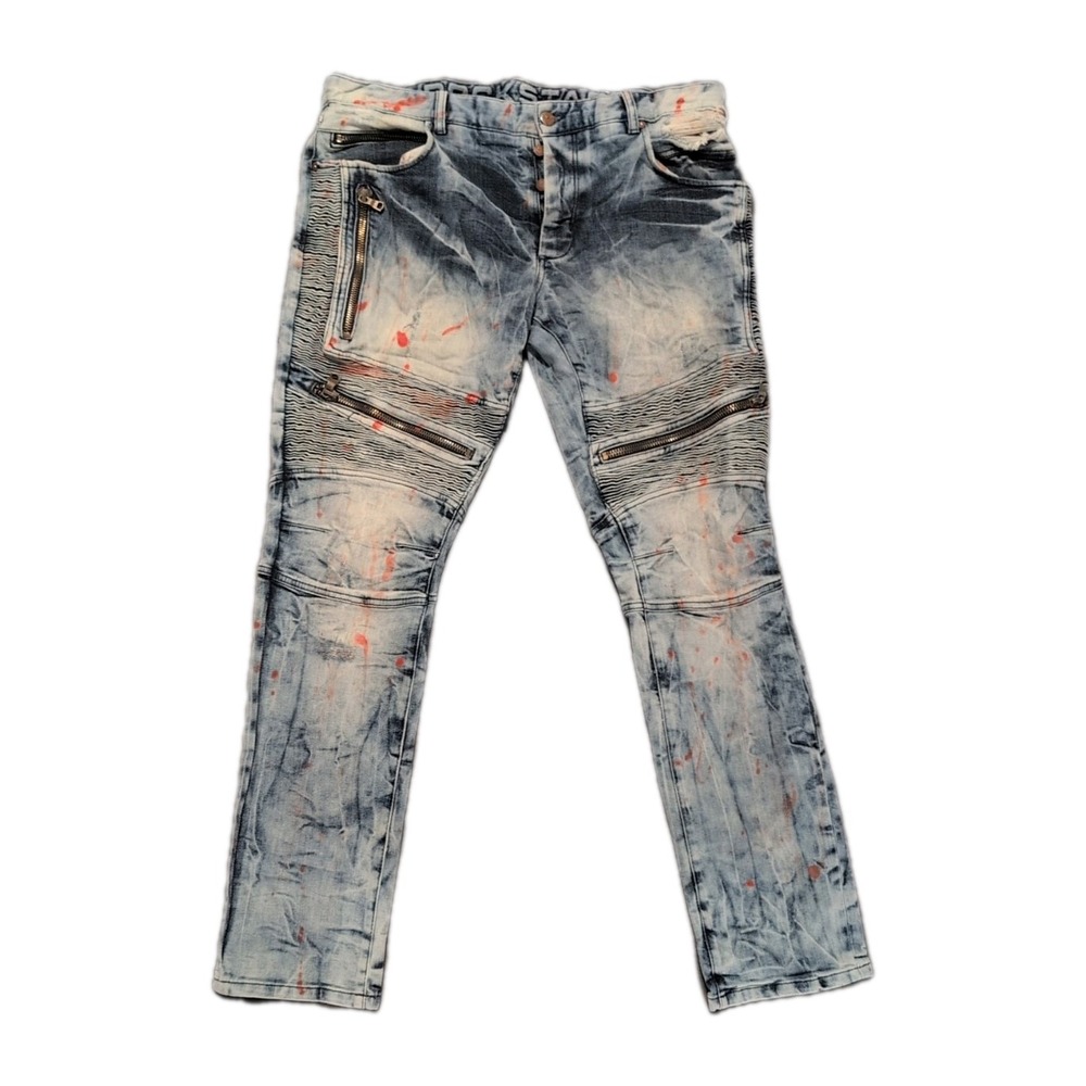 Rockstar Distressed Painted Jeans Mens Size 36x30 Button Fly